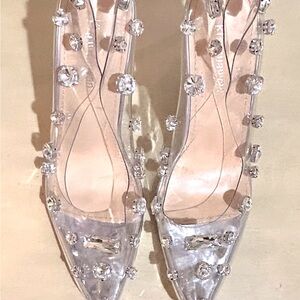 CRYSTAL EMBELLISHED PVC PUMPS